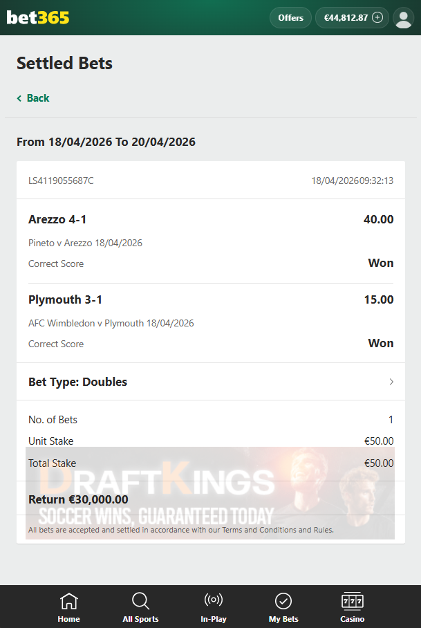 exact score fixed matches 18.04.2026