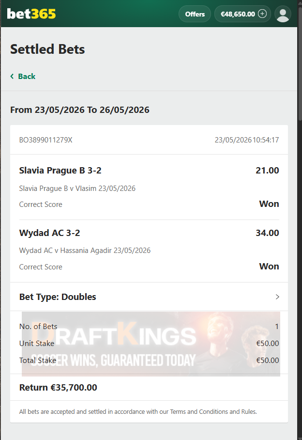 exact score fixed matches 23.05.2026