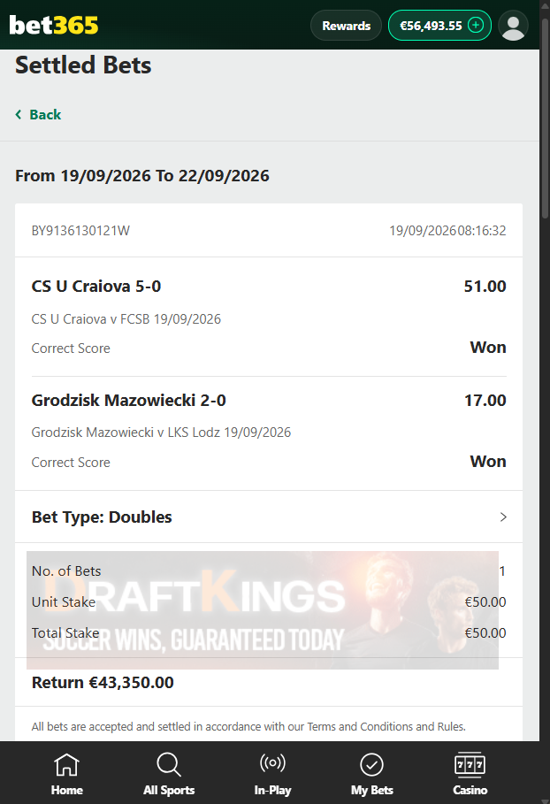exact score fixed matches 19.09.2026